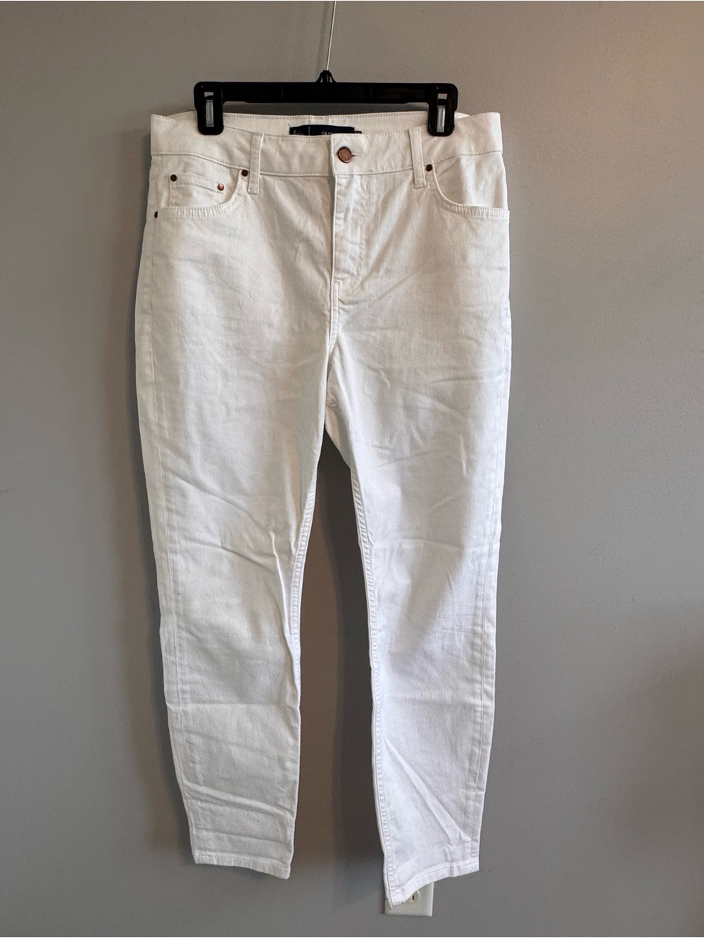Boden Skinny White Stretch Jeans‎ Women's Size 10R Mid Rise Ankle